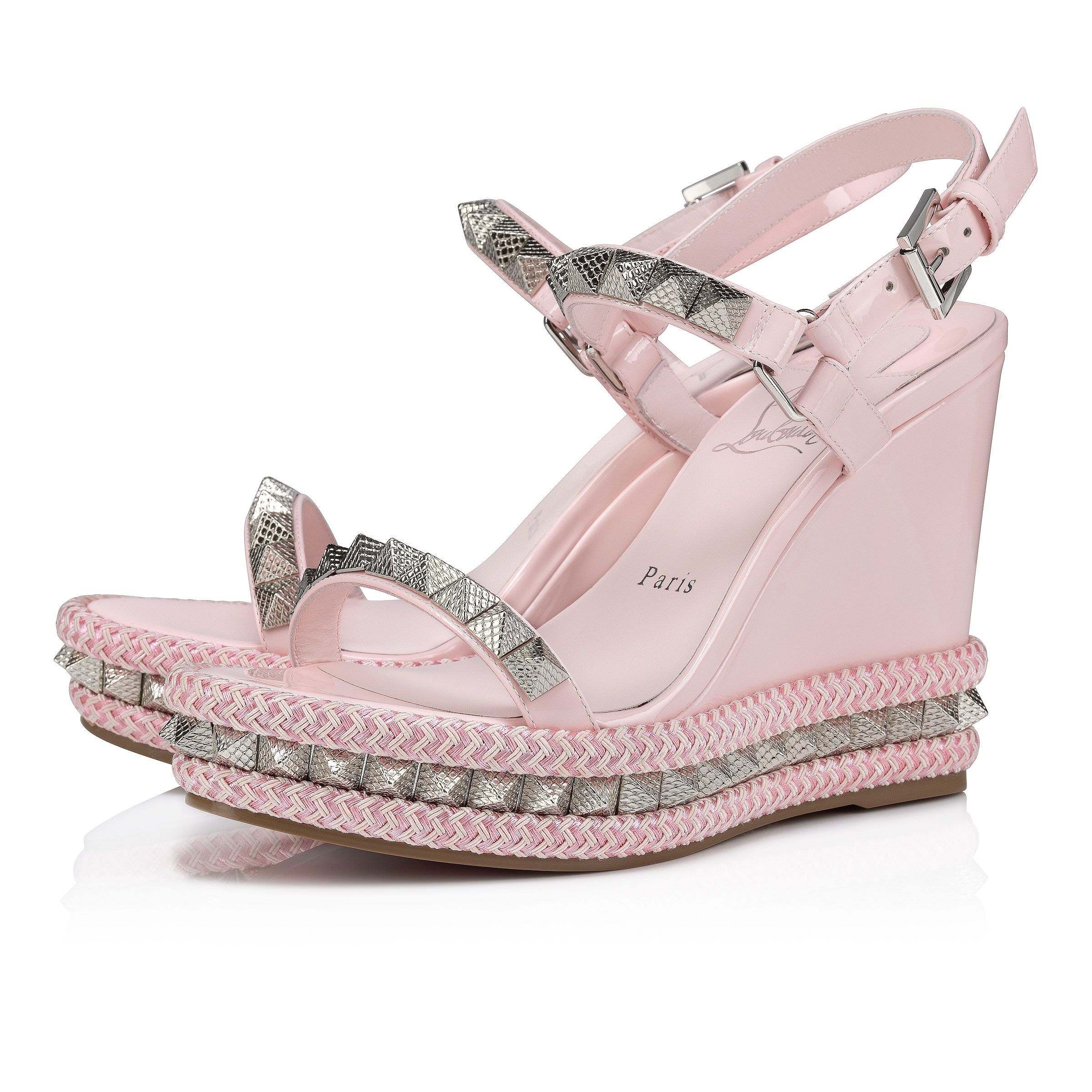Pyraclou - 110 mm エスパドリーユ - パテントレザー - ピンク - ウィメンズ - Christian Louboutin