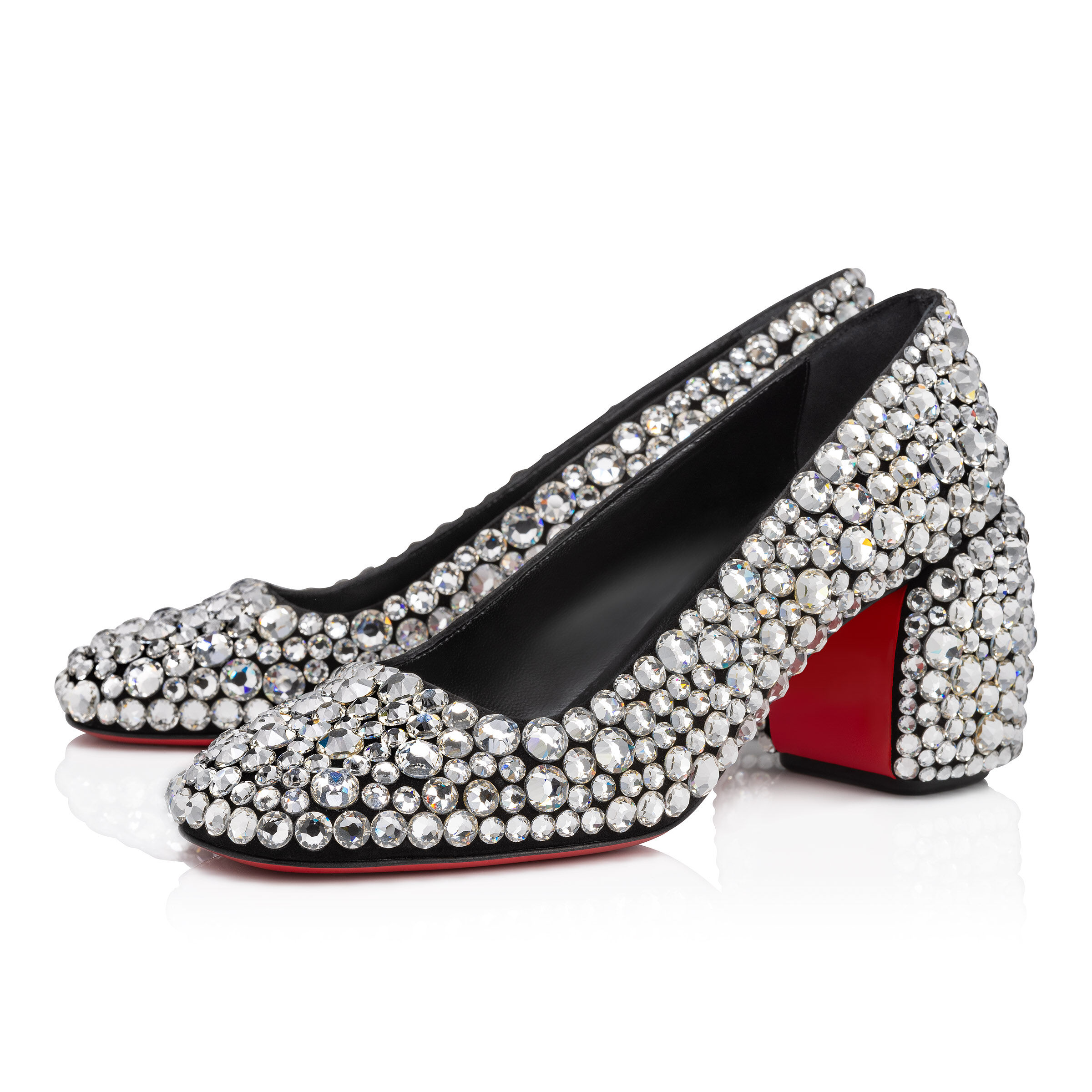 Minny Maxi Strass - 70 mm パンプス - スエード - ブラック - ウィメンズ - Christian Louboutin