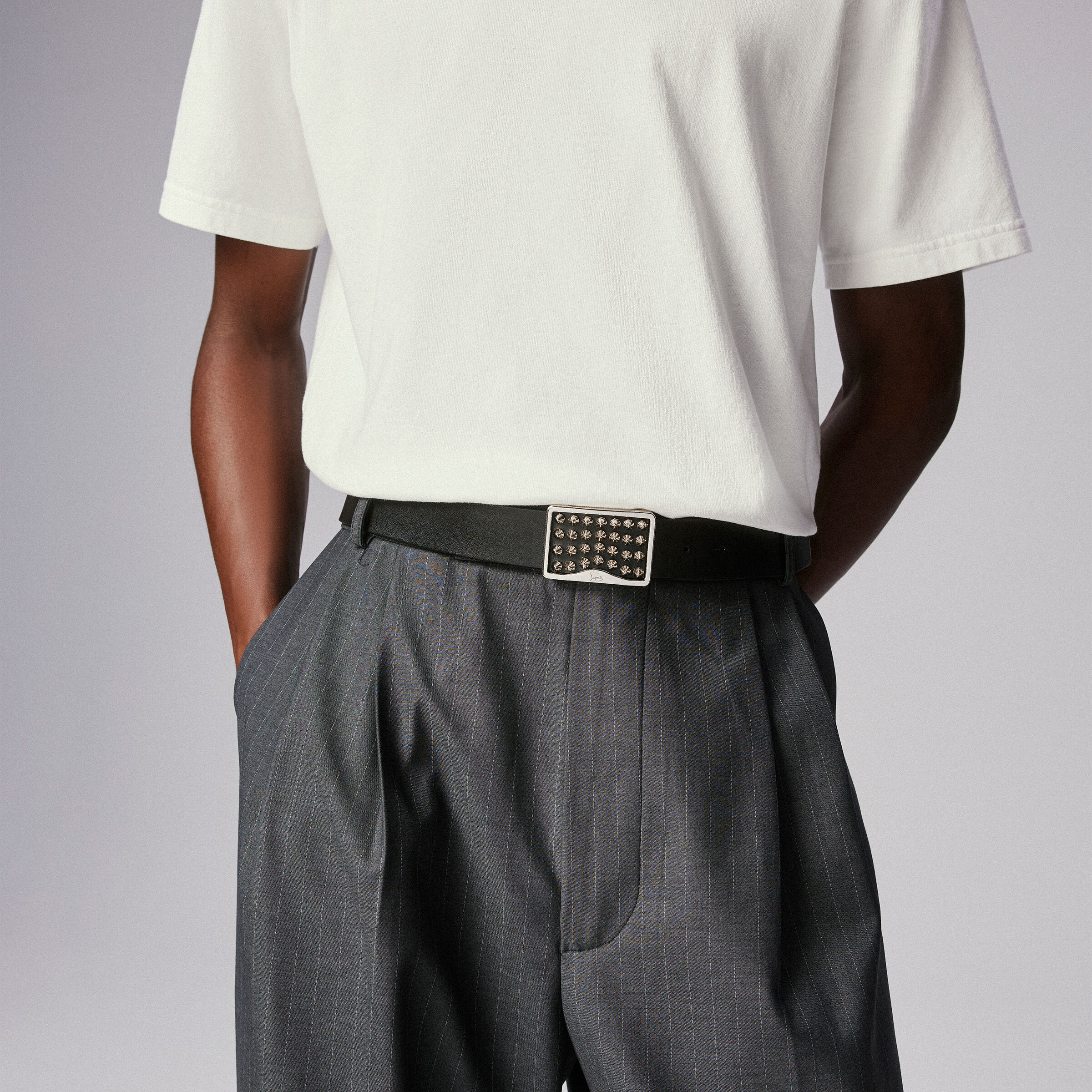 LOUIS BELT 35 BLACK/SILVER/SILVER Classic Leather - Belts