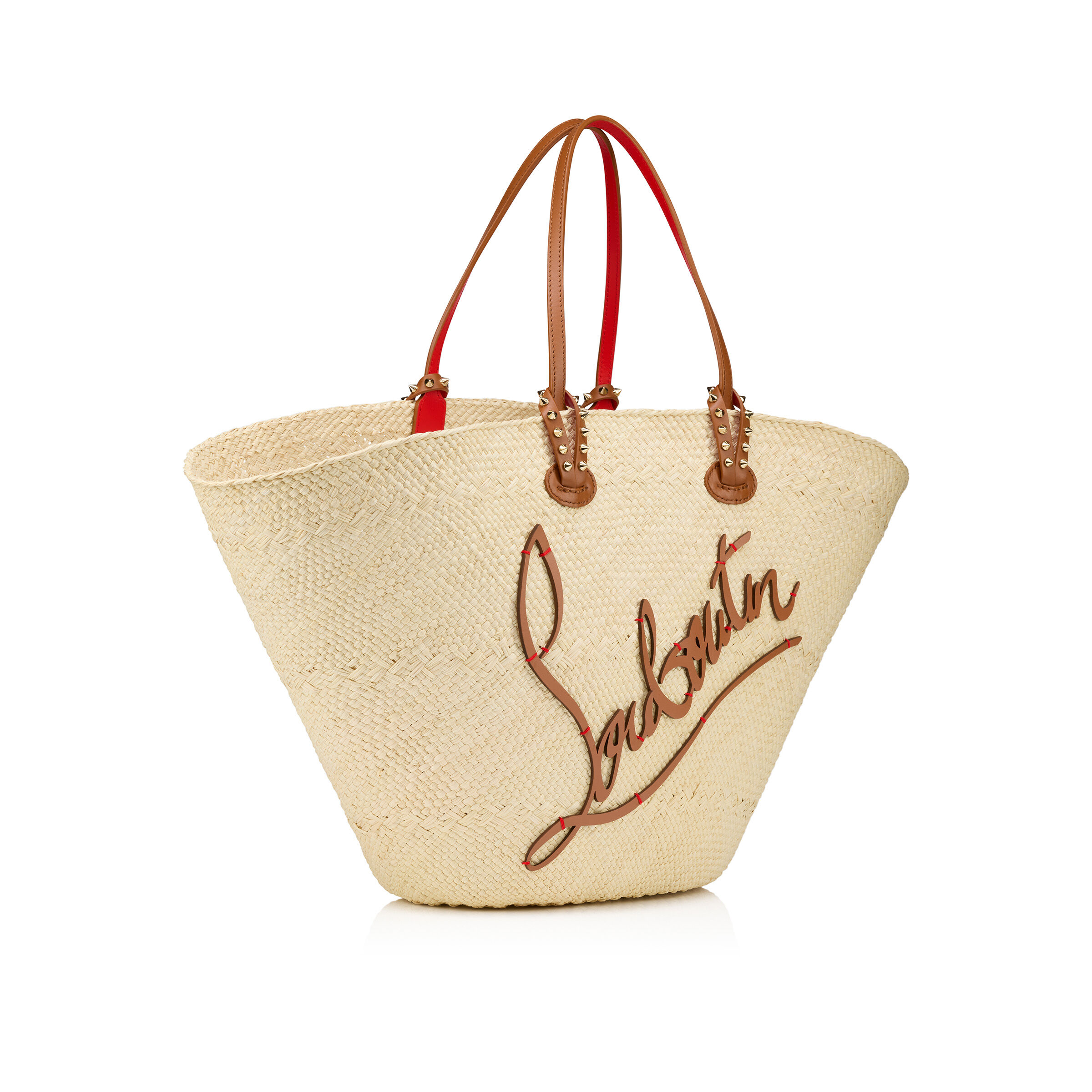 【Christian Louboutin】最新作★Cabata large トートバッグ Cabata large - Tote bag - Calf leather and spikes - Black