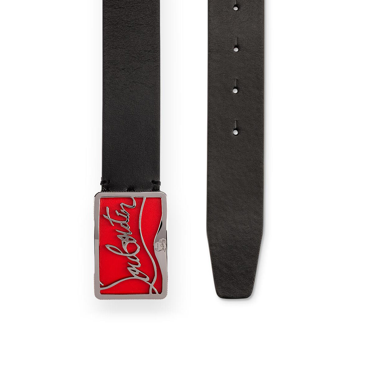 RICKY BELT 35 BLACK/RED/BLACK GUNMETAL Classic Leather - Belts - Men - Christian  Louboutin