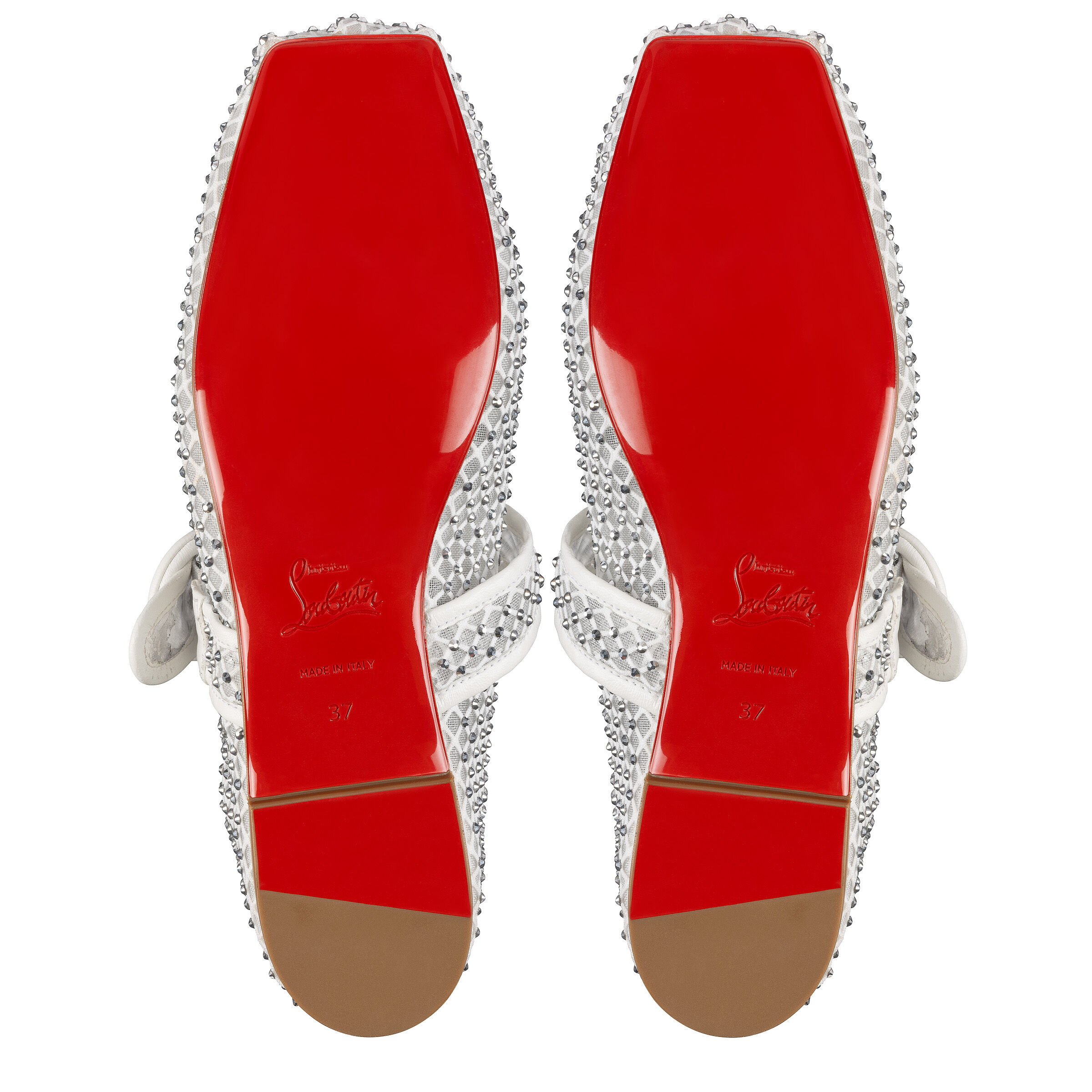 ルブタン Mamastrapitina ストラスメッシュバレリーナ Mamadrague - バレリーナ - ナッパレザー - ベージュ