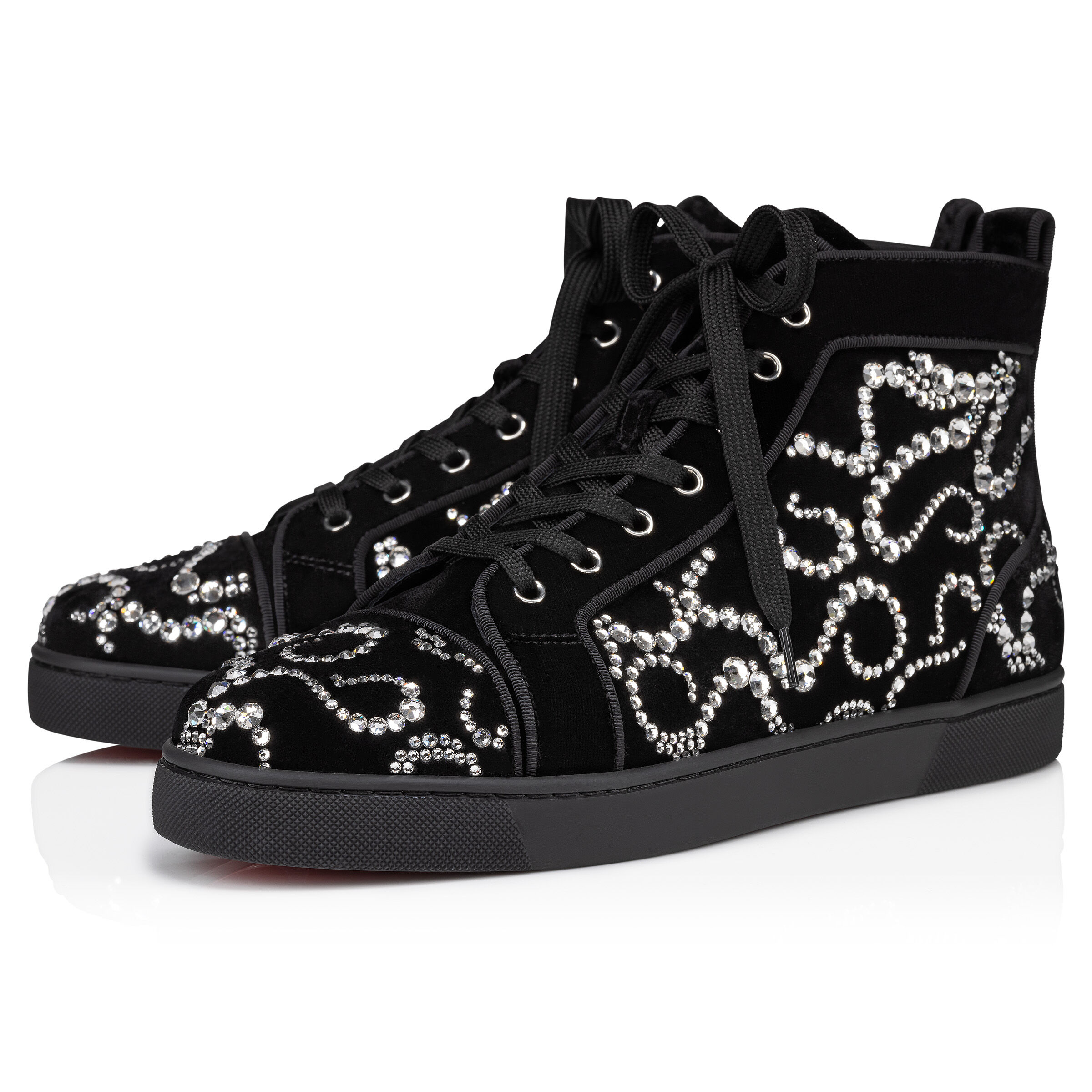 Octolouis Strass - ハイカットスニーカー - ベルベット - ブラック - メンズ - Christian Louboutin