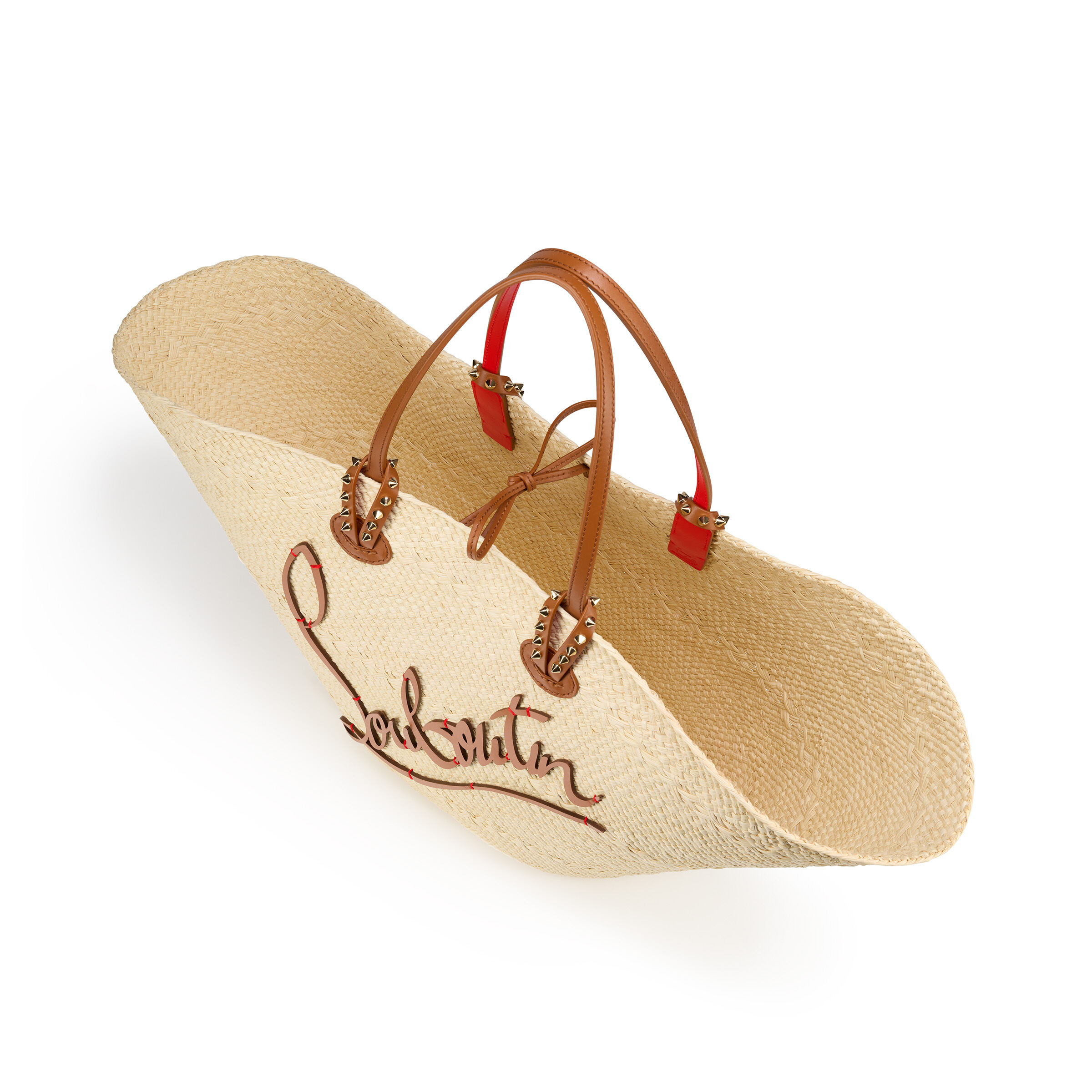 【美品】クリスチャンルブタン Loubishore ラージ ラフィア トート 送料関税込□Christian Louboutin□ラージラフィアトートバッグ