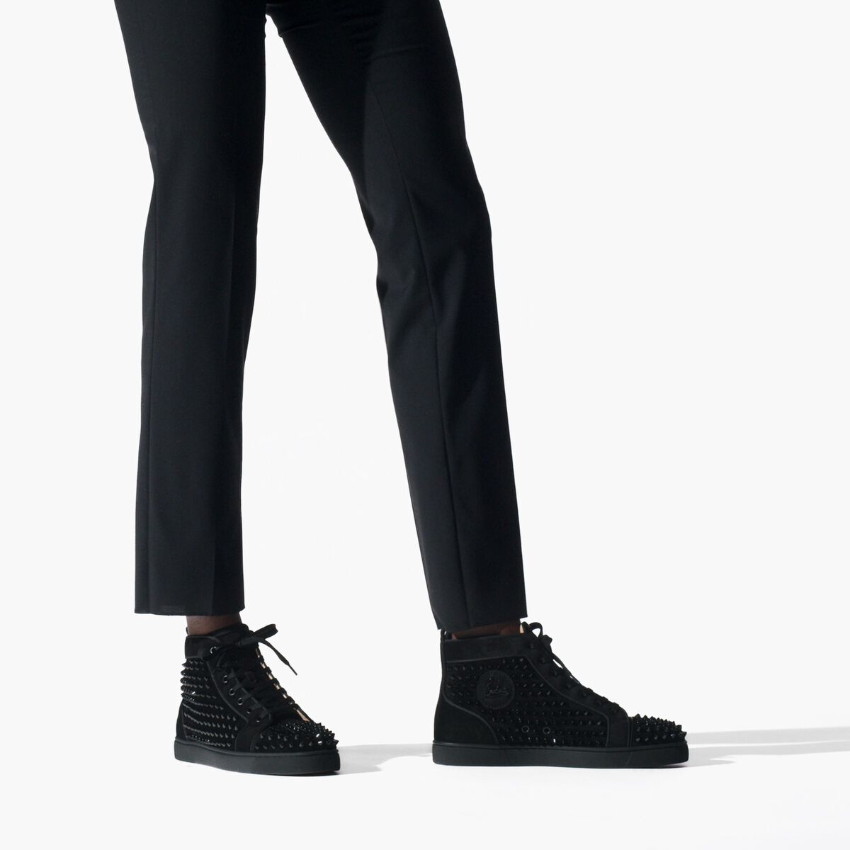 Louis - Sneakers - Suede calf and spikes - Black - Christian Louboutin