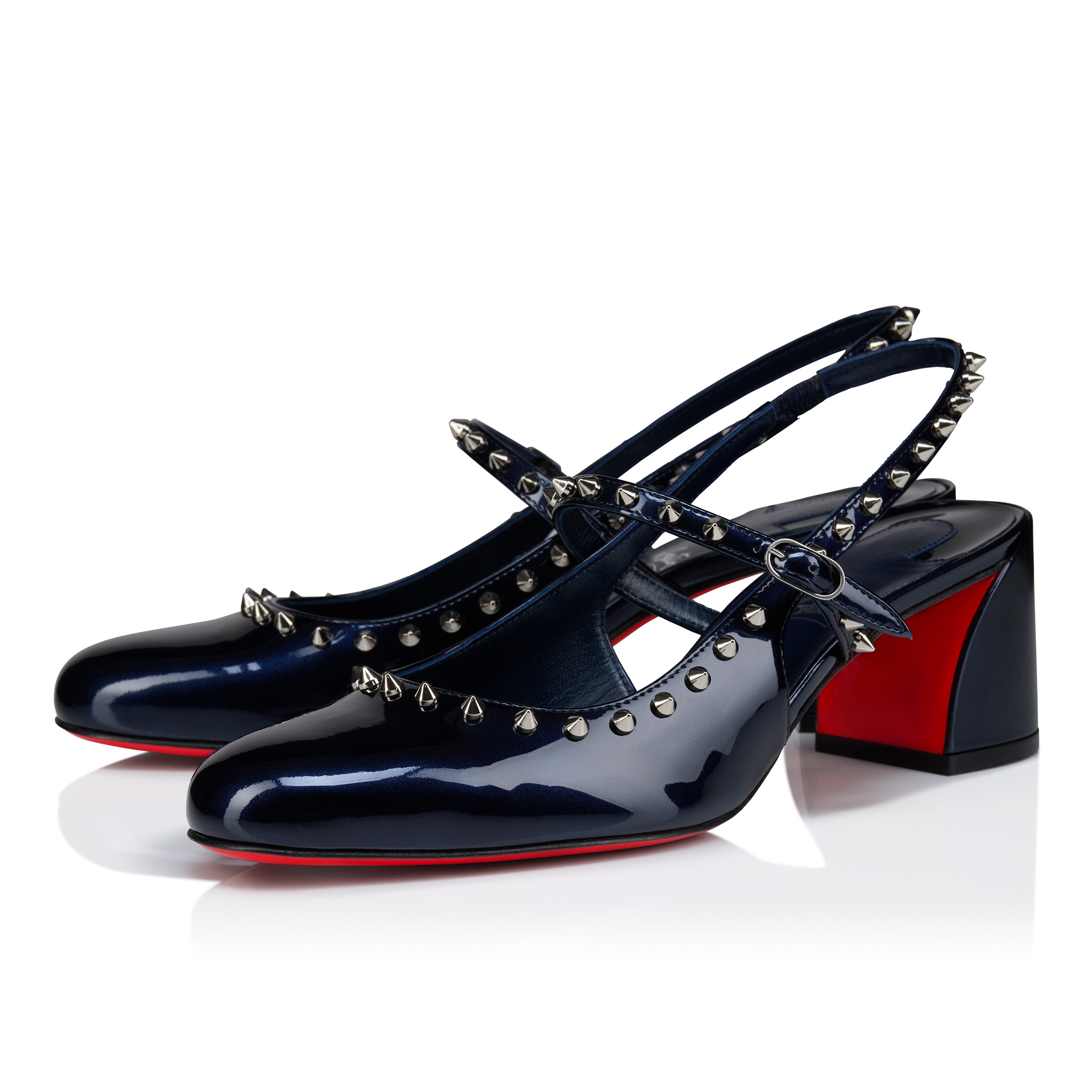 気品【CHRISTIAN LOUBOUTIN】レザーメリージェーンパンプス Miss Jane - 55 mm メリージェーン - パテントレザー - ベージュ
