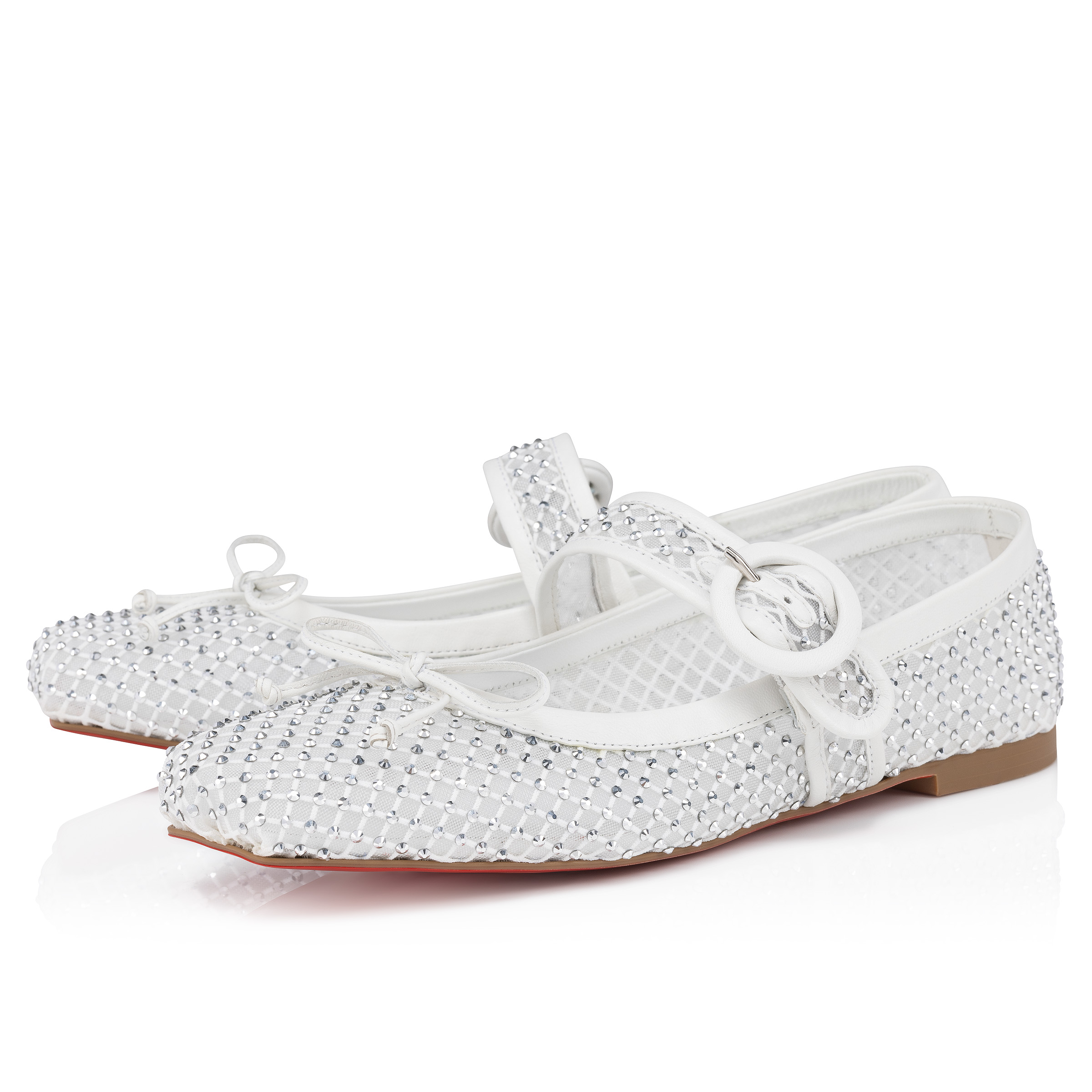 ルブタン Mamastrapitina ストラスメッシュバレリーナ Mamastrapitina ベージュ メッシュ - Shoes - Women - Christian