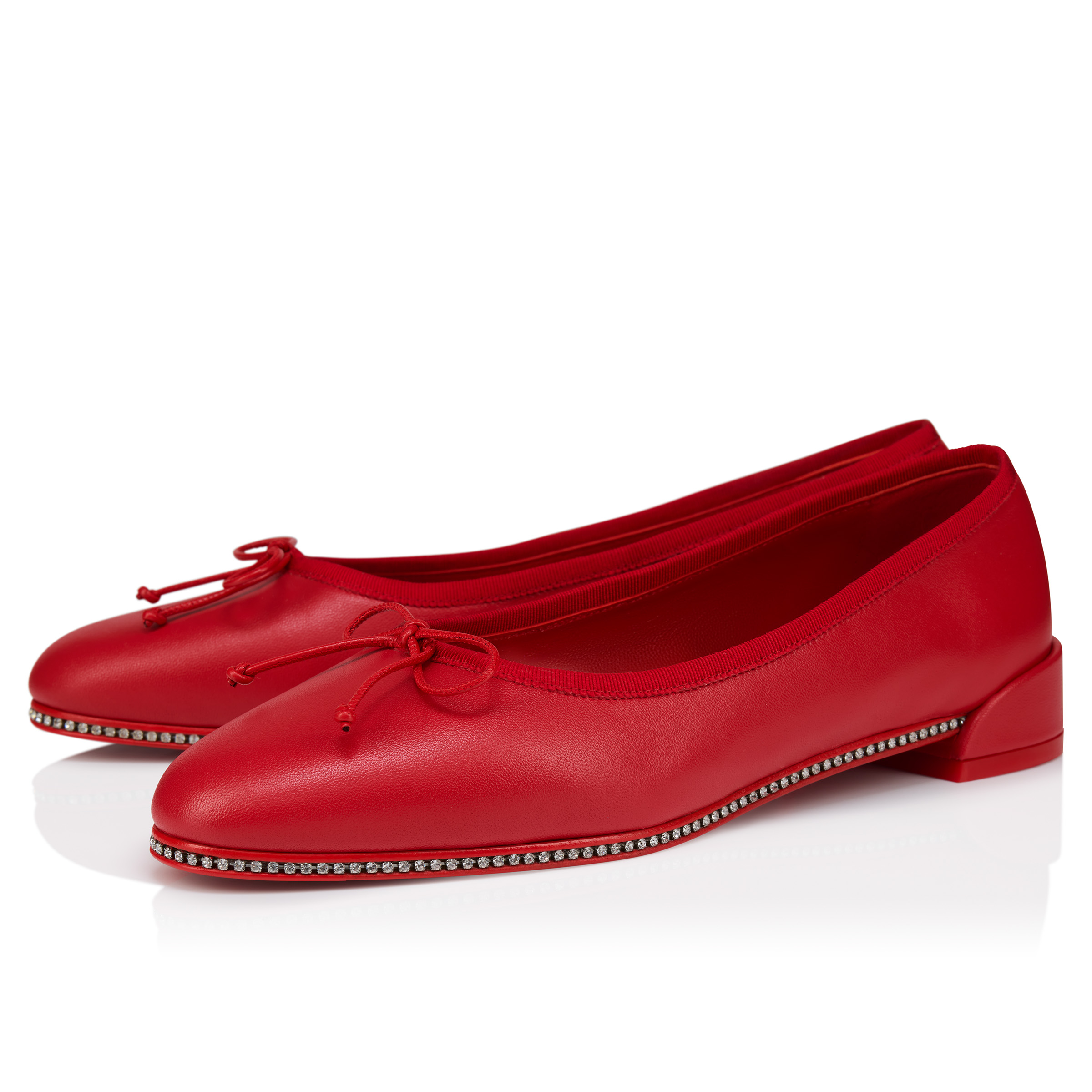 【大人気】CHRISTIAN LOUBOUTIN レザーバレエシューズ Sweetie Strass - バレリーナ - ナッパレザー - レッド