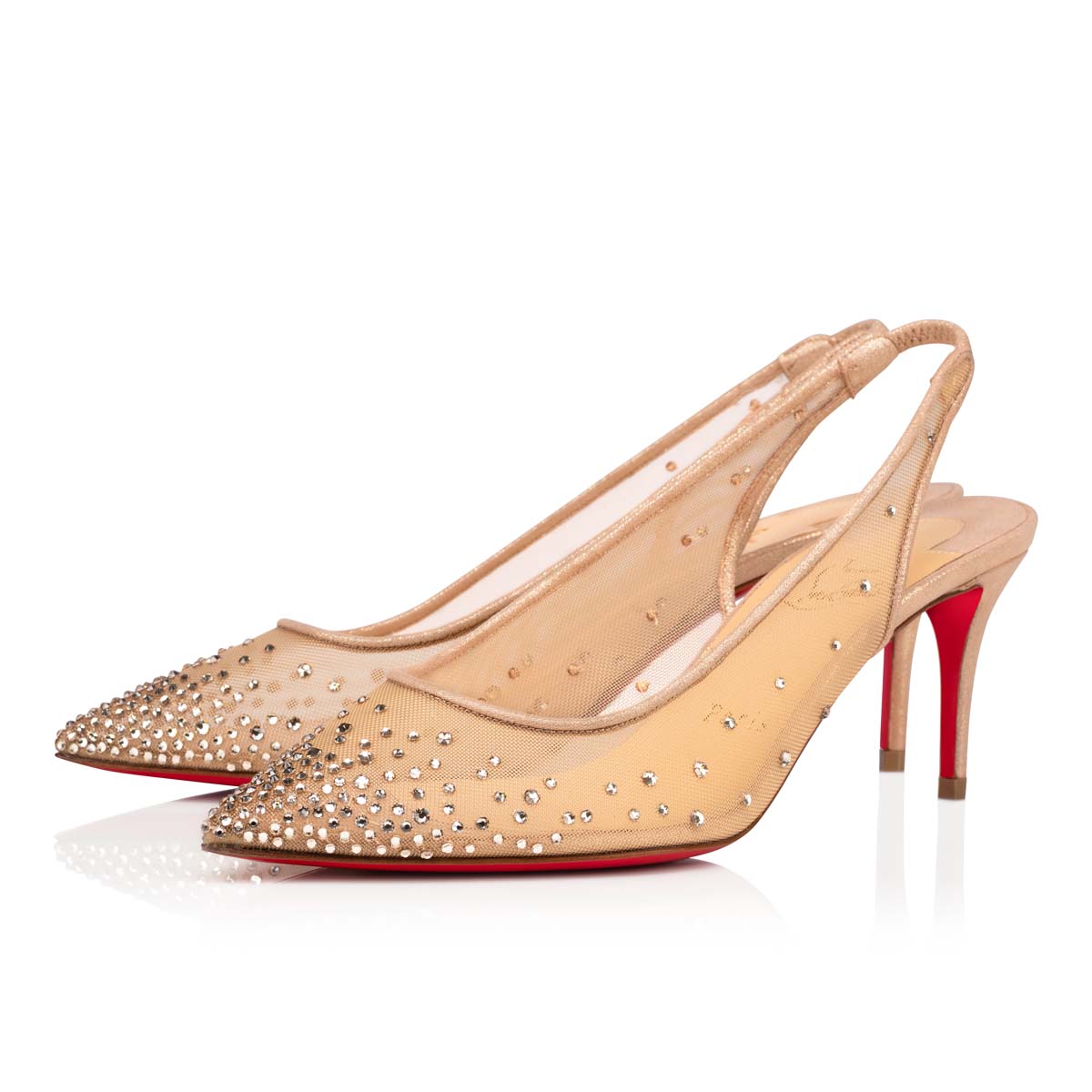 Follies Strass Sling 70 ベージュ ファブリック - Shoes - Women - Christian Louboutin